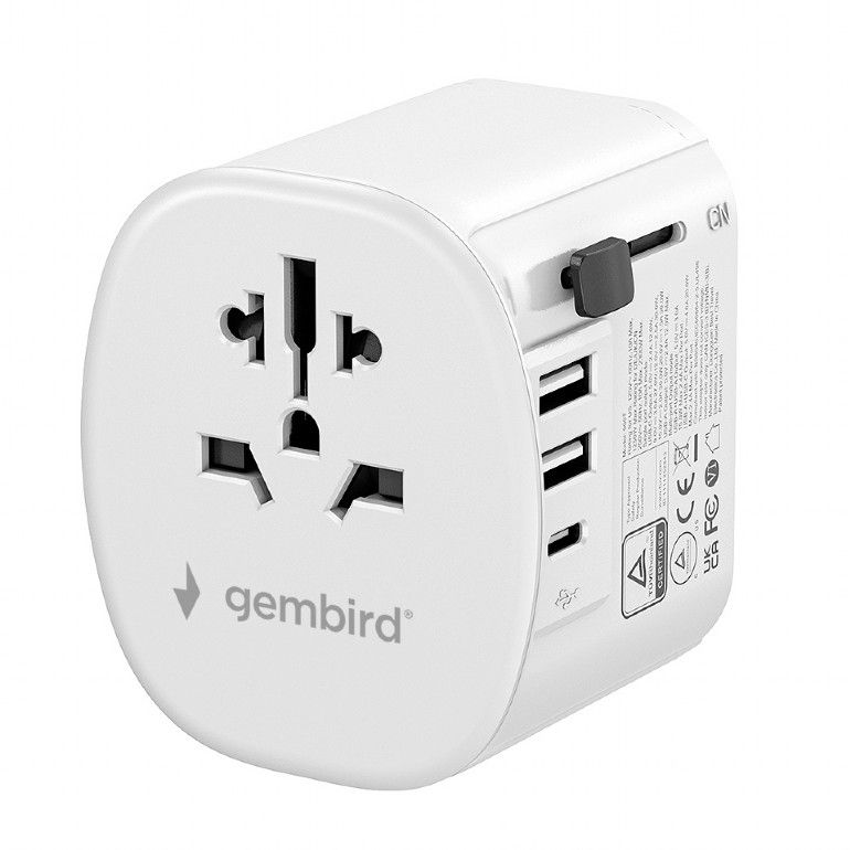 Gembird Grounded universal travel power adapter 15W White - Image 7