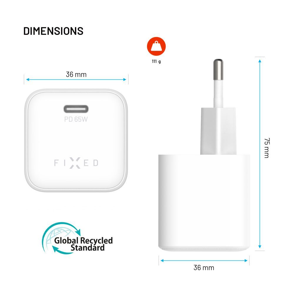 FIXED mini USB-C GaN töltő 65W fehér - Image 8