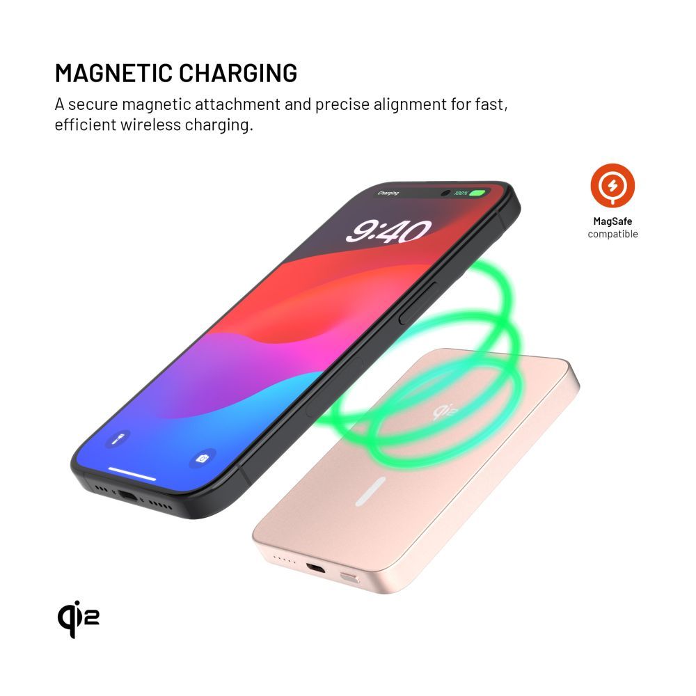 FIXED MagZen 5 Qi2 külső akkumlátor 5000 mAh, rózsaszín - Image 3