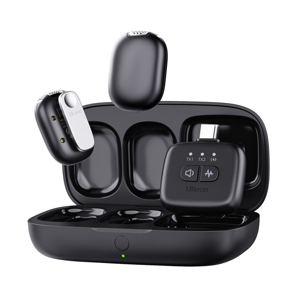 Ulanzi A30 vezeték nélküli Mini lavalier mikrofon 2 mikrofon és 1 vevő usb-c lighting Black - Image 1