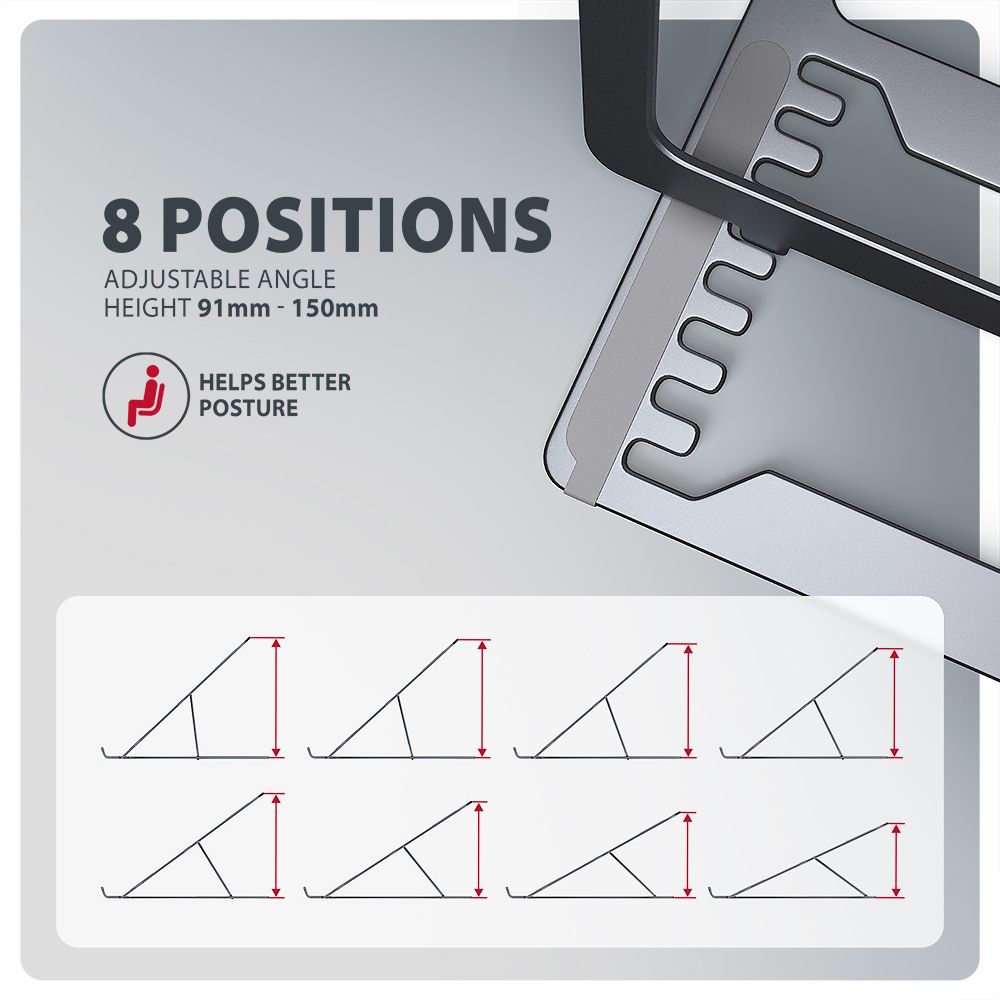 AXAGON STND-LAG stand for laptops and tablets Grey - Image 4