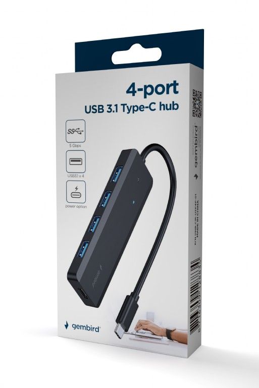 Gembird 4-portos USB3.1 Type-C HUB Black - Image 4