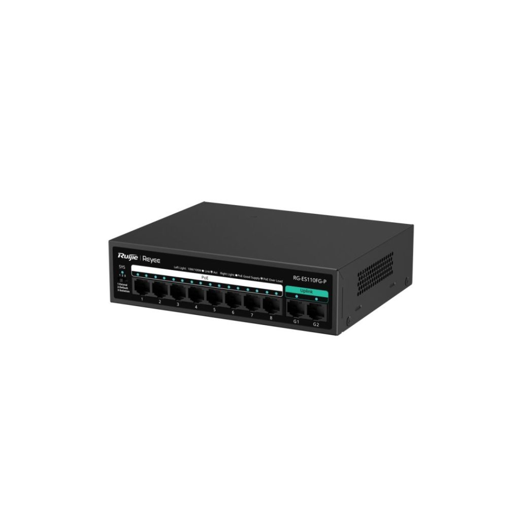 Reyee RG-ES110FG-P 8-Port 10/100 Mbps with 2-Port Gigabit Unmanaged PoE Switch - Image 3