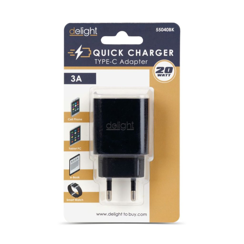Delight USB Type-C PD20W Fast charger Black - Image 4