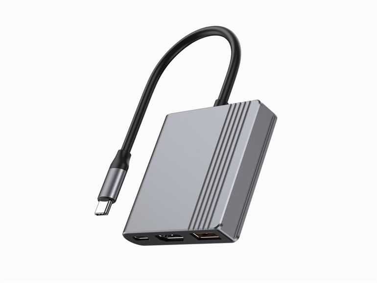 Gembird A-CM-COMBO3-05 USB Type-C 3-in-1 Multi-Port Adapter Space Grey - Image 2