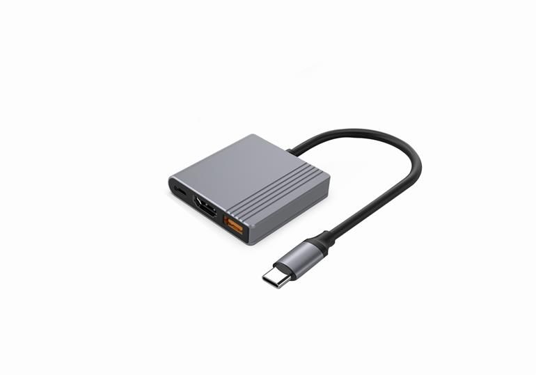Gembird A-CM-COMBO3-05 USB Type-C 3-in-1 Multi-Port Adapter Space Grey - Image 3