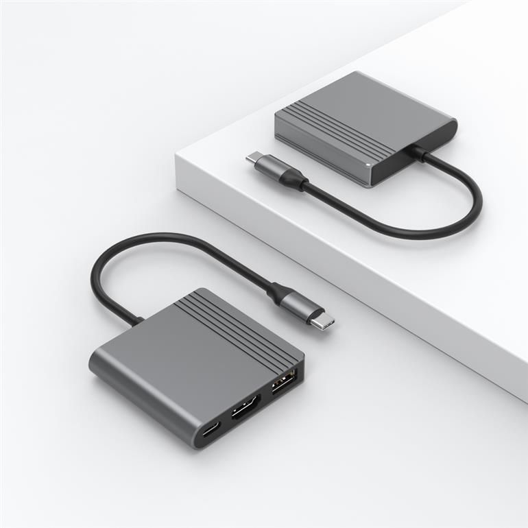Gembird A-CM-COMBO3-05 USB Type-C 3-in-1 Multi-Port Adapter Space Grey - Image 4