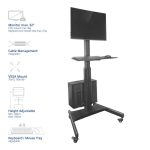 ACT Mobile Workstation for a single monitor with CPU mount keyboard and mouse tray Black - Image 2
