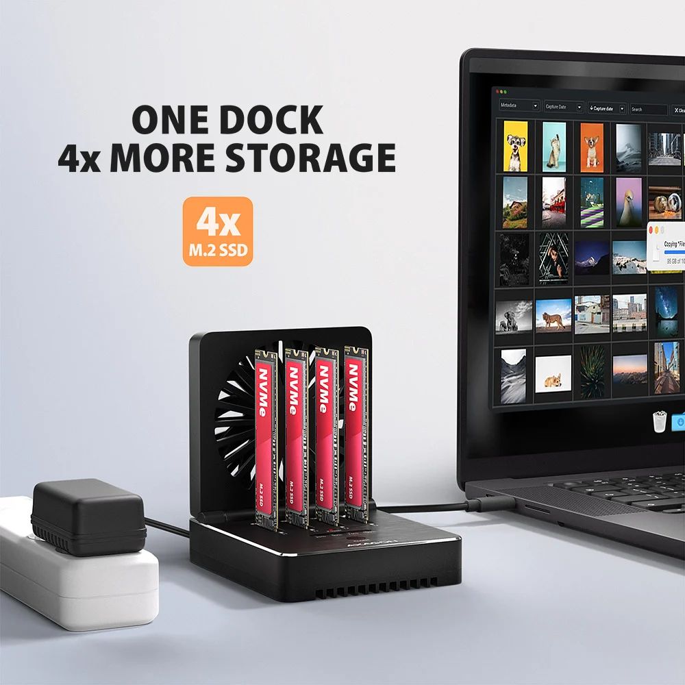 AXAGON ADSA-M2C44 USB4 docking station for 4x M.2 NVMe SSDs with disk cloning function without a PC - Image 10