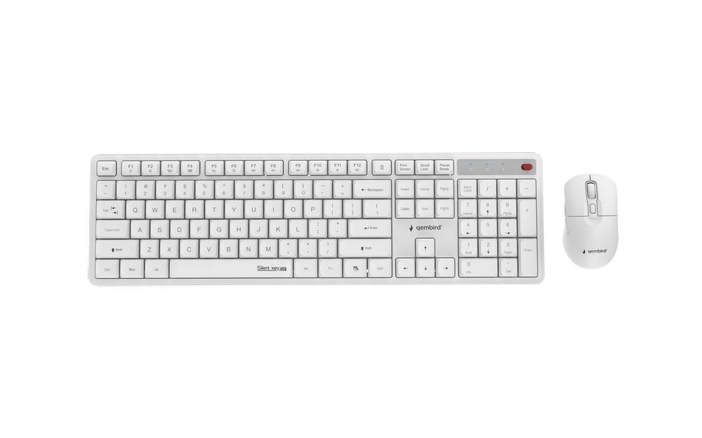 Gembird KBS-WMS-01-W Silent key Pro Business Wireless Keyboard Combo White US
