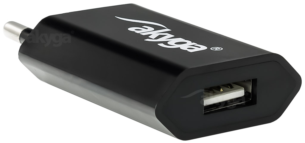 akyga-ak-ch-03-usb-adapter-100-240v-5v-1a-1usb_1.jpg Akyga AK-CH-03BK USB Adapter Black - Image 1