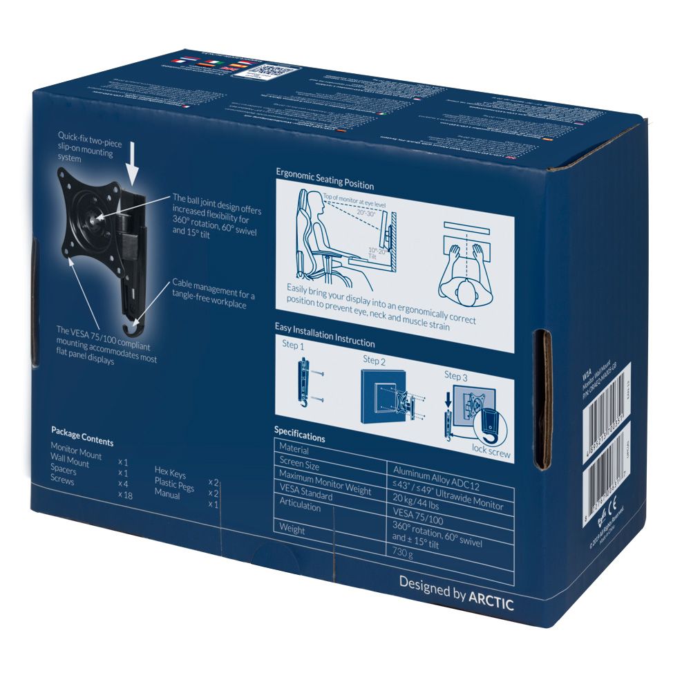 Arctic W1A Monitor Wall Mount Black - Image 13