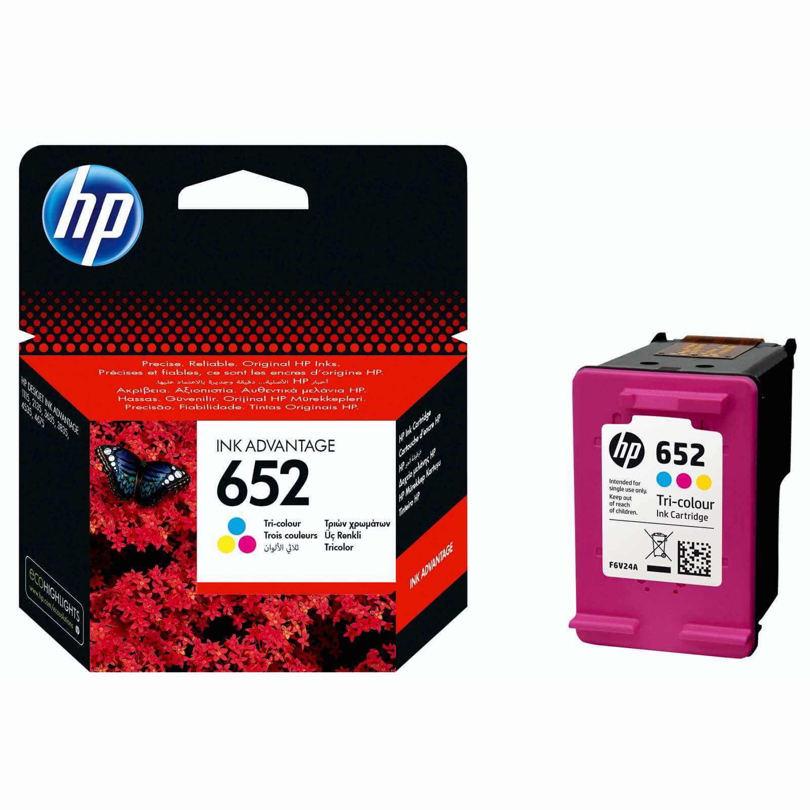 HP F6V24AE (652) Color tintapatron - Image 1