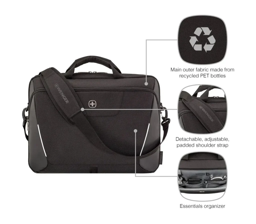 Wenger XE Brief 17 Laptop Briefcase with Tablet Pocket 17" Black - Image 7