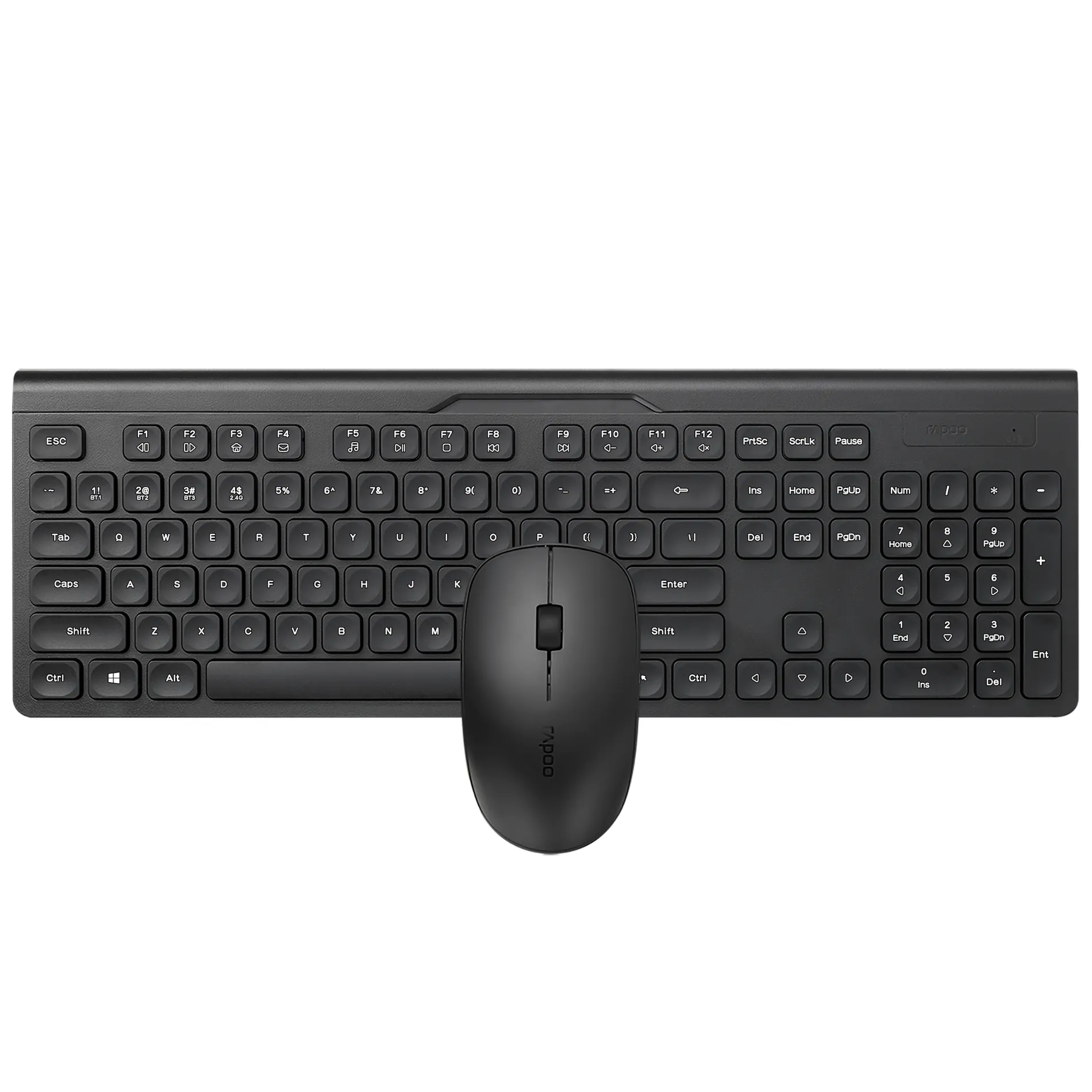 RAPOO 8065M vezeték nélküli billentyűzet + egér (Bluetooth, 2,4 GHz), fekete (189521)