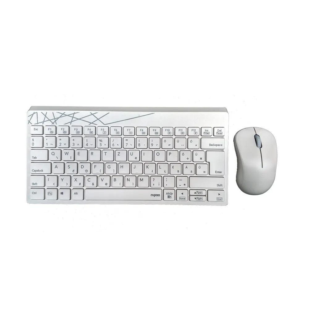 RAPOO 8000M vezeték nélküli billentyűzet + egér (Bluetooth, 2,4 GHz), fehér (190801)