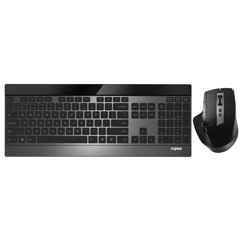 RAPOO 9900M vezeték nélküli billentyűzet + egér (Bluetooth, 2,4 Ghz), fekete (190912)
