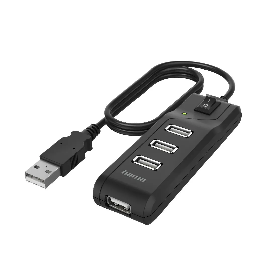 Hama USB 2.0 HUB 1:4 kapcsolóval, bus powered, fekete (200118)