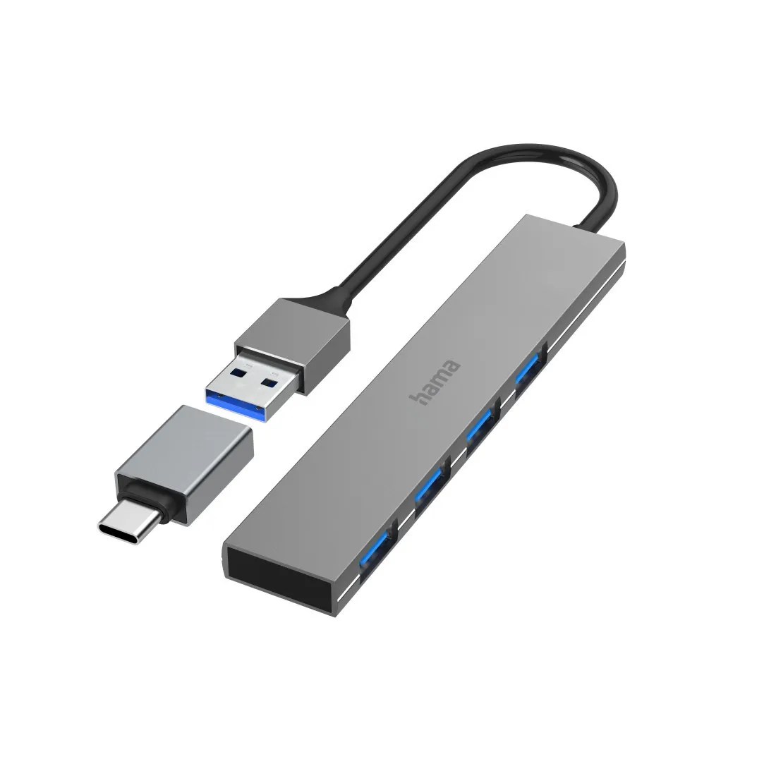 Hama USB 3.2 Gen1 Dokkoló 1:4, 5 Gbit/s, USB Type-C OTG adapterrel (200141)