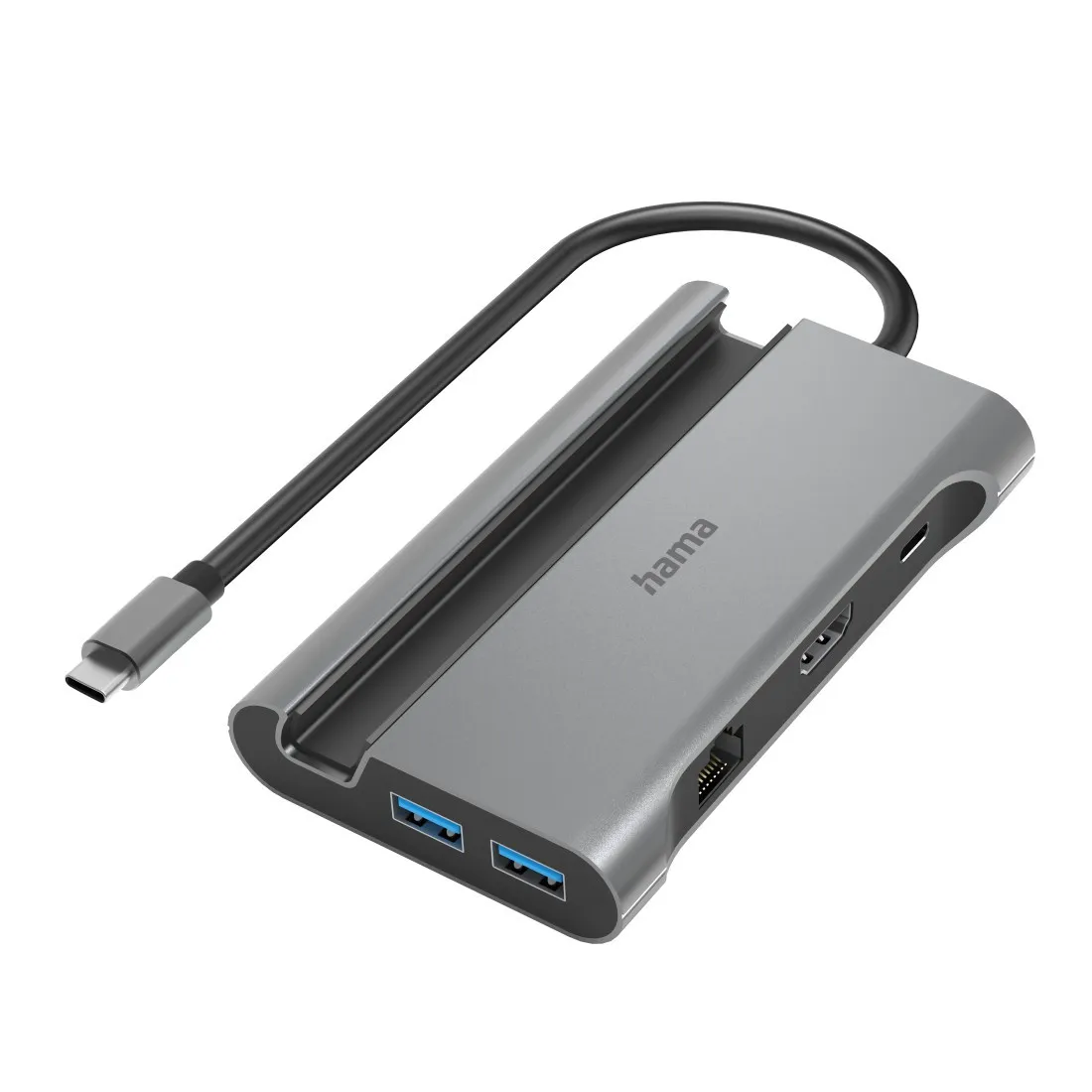 Hama USB-C dokkoló adapter 7in1 (3x USB, 2x USB-C, HDMI, LAN, PD) (200143)