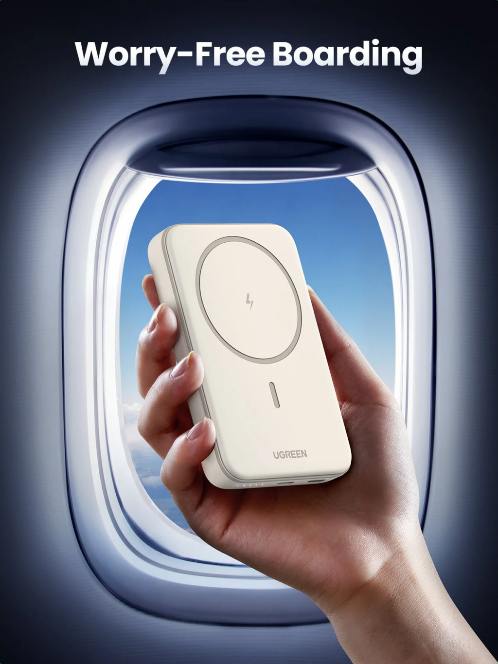 UGREEN 10000mAh Magnetic Wireless Power Bank Beige PB561 - Image 5