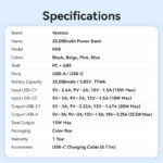 Vention FKBN0-C 20000mah, (bézs,22,5W), powerbank - Image 4