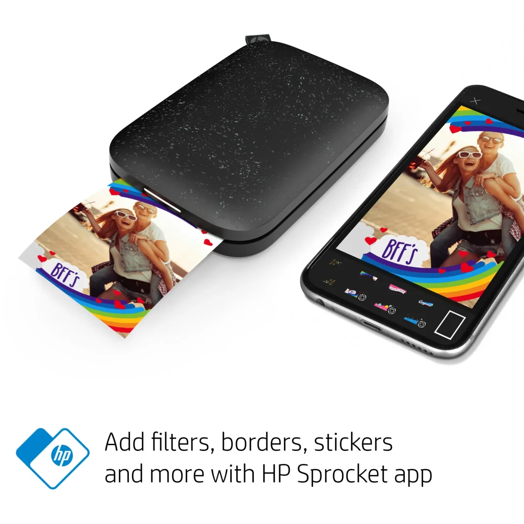 HP Sprocket hordozható fotónyomtató 2x3 hüvelykes fekete - Image 4