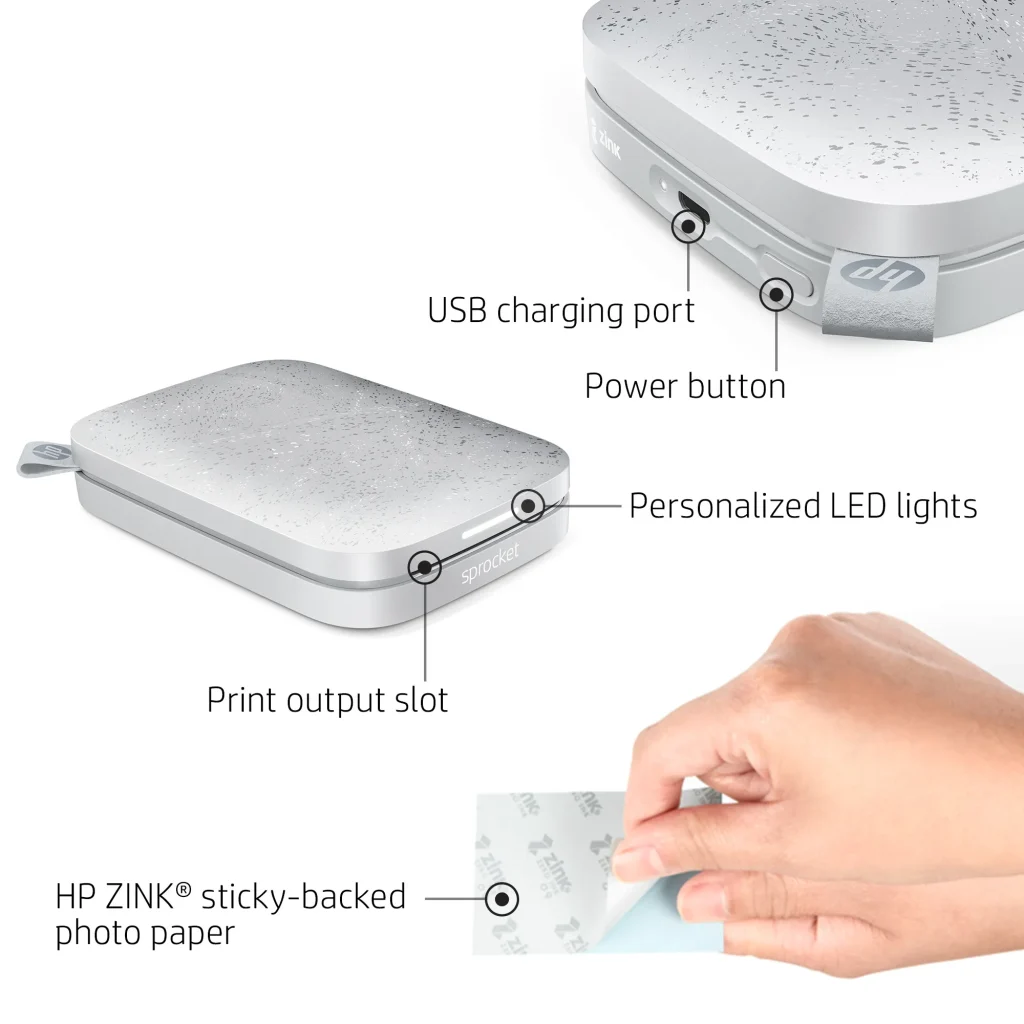 HP Sprocket hordozható fotónyomtató 2x3 hüvelykes fehér - Image 4