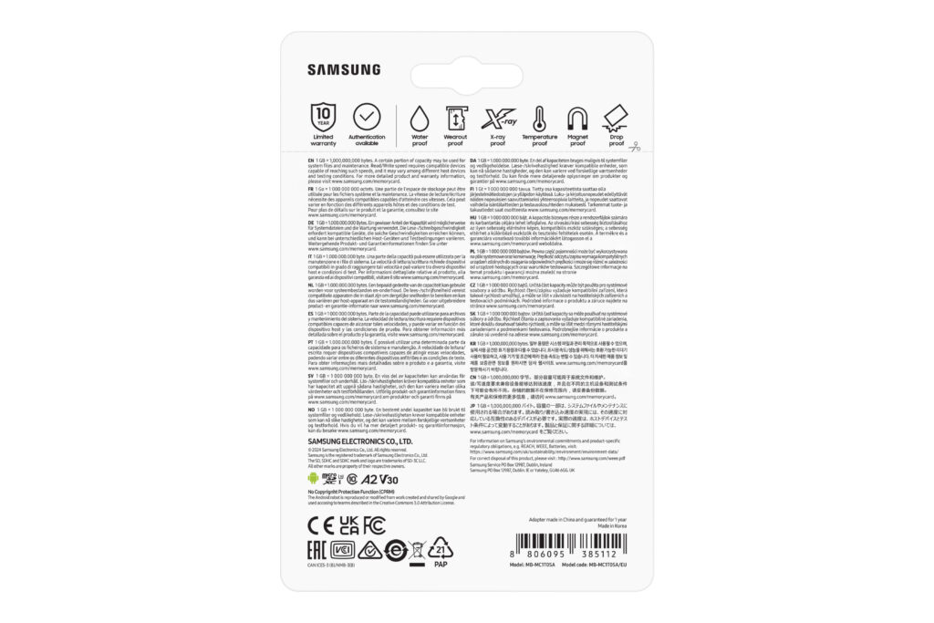 Samsung MicroSD kártya - 1TB MB-MC1T0SA/EU (EVO PLUS, microSDXC, UHS-I, R160, adapter, 1TB) - Image 13