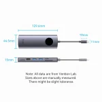 Vention USB-C -> DP/HDMI/USB 3.0*2/USB 2.0/RJ45/SD/TF/PD MST, dokkoló - Image 2