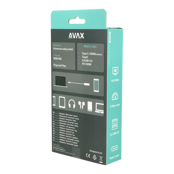ADA AVAX HB611 CONNECT+ 5in1 Multi HUB Type C - HDMI(4k60Hz), TypeC, 2xUSB 3.0, PD 100W - Image 8