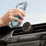 Aukey MagFusion Dash Pro Qi2 aktív hűtésű szellőzőrácsra rögzíthető, vezeték nélküli autós telefon töltő és tartó - Image 3
