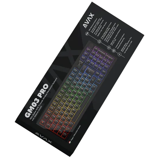 BIL AVAX GM03 PRO 98% Gasket RGB tri-mode mechanikus billentyűzet Gateron piros switch, magyar kiosztás - Image 5