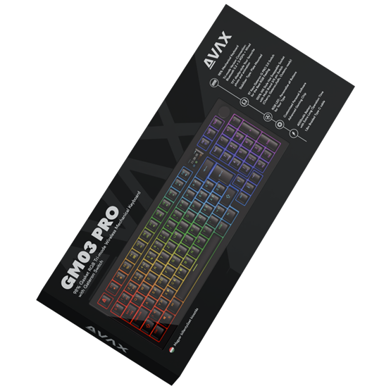 BIL AVAX GM03 PRO 98% Gasket RGB tri-mode mechanikus billentyűzet Gateron sárga switch, magyar kiosztás - Image 5