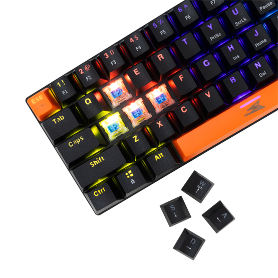 BILL Baracuda BGK-03121B/BL-US DOLPHIN-B - Mechanikus gamer billentyűzet kék kapcsolóval - Fekete - US - Image 4