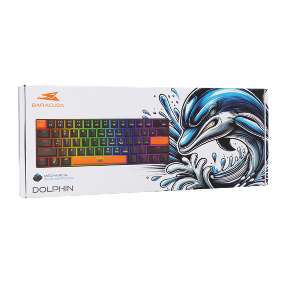 BILL Baracuda BGK-03121B/BL-US DOLPHIN-B - Mechanikus gamer billentyűzet kék kapcsolóval - Fekete - US - Image 8