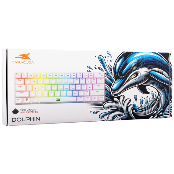 BILL Baracuda BGK-03211W/R-US DOLPHIN-W - Mechanikus gamer billentyűzet piros kapcsolóval - Fehér - US - Image 8