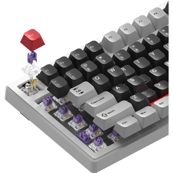 BILL MONKA Storm vezeték nélküli gaming billentyűzet - Fehér - US /MONKA Violet Linear/ - Image 2