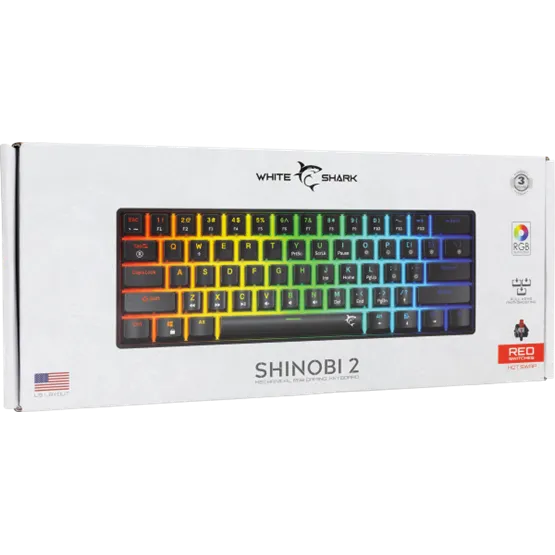BILL White Shark GK-004113B/R-HU SHINOBI-2 vezetékes mechanikus gamer billentyűzet - fekete - HU /piros/ - Image 9
