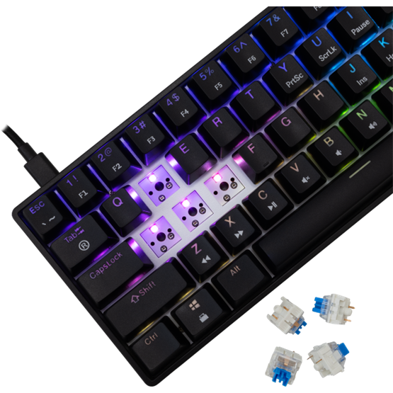 BILL White Shark GK-004123B/BL-HU SHINOBI-2 vezetékes mechanikus gamer billentyűzet - fekete - HU /kék/ - Image 3