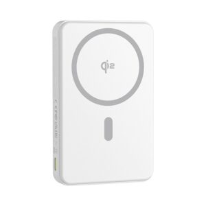 Baseus Airpow II Qi2 Magnetic vezeték nélküli gyorstöltő powerbank 10000 mAh, 22.5W, fehér + 60W USB Type-C, 30cm kábel