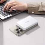 Baseus Airpow II Qi2 Magnetic vezeték nélküli gyorstöltő powerbank 10000 mAh, 22.5W, fehér + 60W USB Type-C, 30cm kábel - Image 5