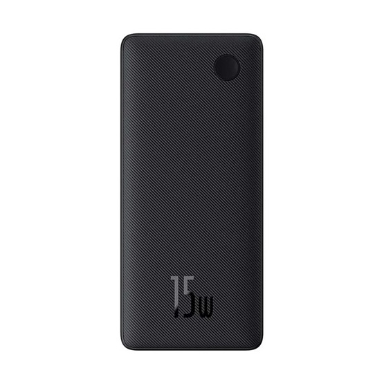 Baseus Airpow Lite powerbank 10000 mAh, 15W, fekete + USB Type-C, 30cm kábel