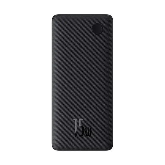 Baseus Airpow Lite powerbank 10000 mAh, 15W, fekete + USB Type-C, 30cm kábel