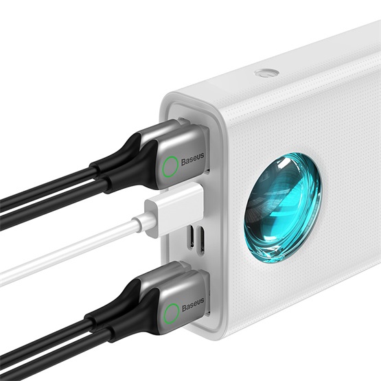 Baseus Amblight gyorstöltő powerbank 30000 mAh, 65W, fehér + 100W USB Type-C, 1m kábel - Image 3