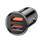 Baseus Circular Plastic autós gyorstöltő 30W, 2×USB Type-A, fekete - Image 2