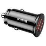 Baseus Circular Plastic autós gyorstöltő 30W, 2×USB Type-A, fekete - Image 4