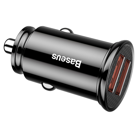 Baseus Circular Plastic autós gyorstöltő 30W, 2×USB Type-A, fekete - Image 4