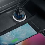 Baseus Circular Plastic autós gyorstöltő 30W, USB Type-A + USB Type-C, fekete - Image 5