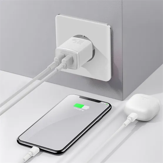 Baseus Compact hálózati töltő 10.5W, 2×USB Type-A, fehér - Image 5